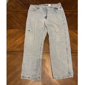 Harley Davidson Mens Traditional‎ Fit Light Wash Distressed Denim Jeans 38x30